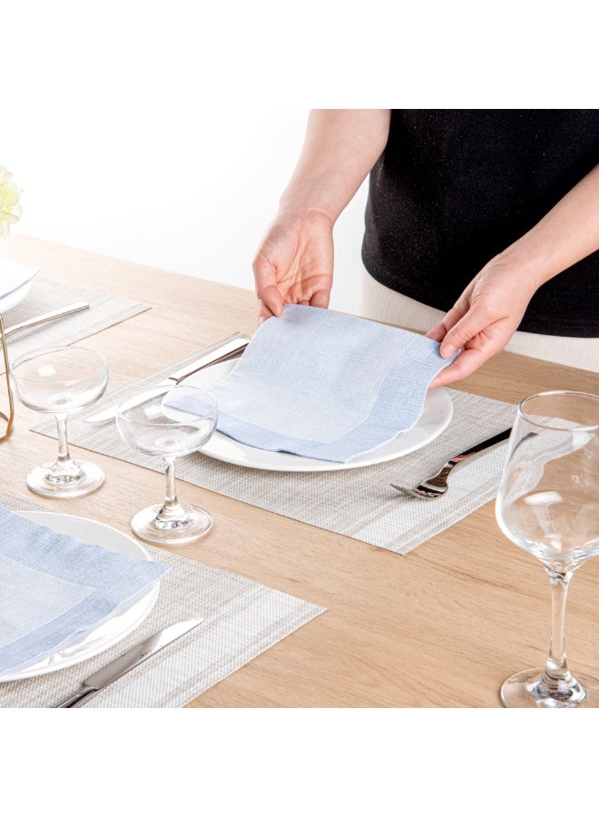 Restaurantware Luxenap 15.8 x 15.8 Inch Linen-Feel Napkins, 25 airlaid Disposable Napkins - Sustainable, Durable, White Paper Square Paper Napkins, With Blue Threads, For All Kinds Of Events - Image 5
