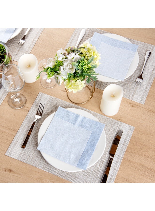 Restaurantware Luxenap 15.8 x 15.8 Inch Linen-Feel Napkins, 25 airlaid Disposable Napkins - Sustainable, Durable, White Paper Square Paper Napkins, With Blue Threads, For All Kinds Of Events - Image 4