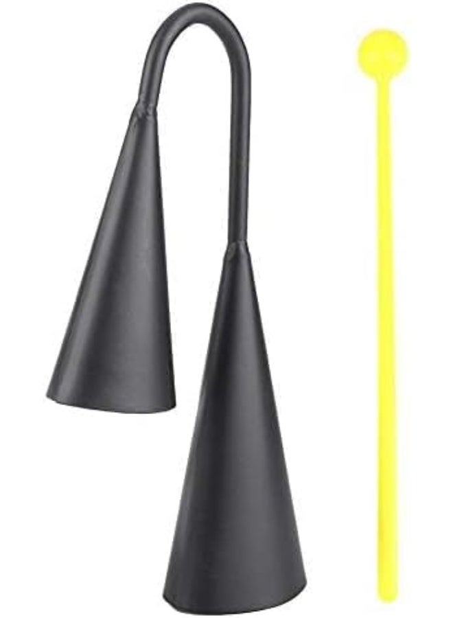 Megarya جرس ميغاريا أغوغو ذو نغمتين آلة إيقاعية تقليدية لاتينية محمولة بعصا بلاستيكية ومطرقة معدنية - Image 1