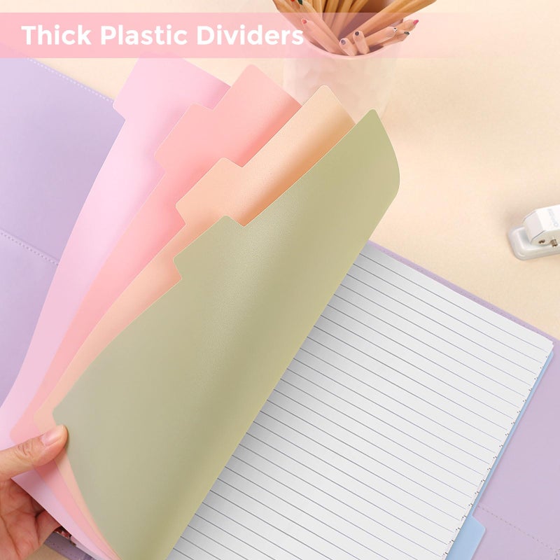 SKYDUE 8 Tab Durable Plastic Dividers,2Sets, Big Tab Dividers for 3 Ring Binder, Write&Erase 3 Ring Binder Dividers with Tabs, with Sticker Labels, Long-Lasting Plastic Pastels Binder Dividers - Image 5