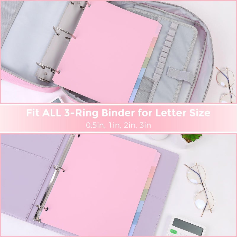 SKYDUE 8 Tab Durable Plastic Dividers,2Sets, Big Tab Dividers for 3 Ring Binder, Write&Erase 3 Ring Binder Dividers with Tabs, with Sticker Labels, Long-Lasting Plastic Pastels Binder Dividers - Image 4