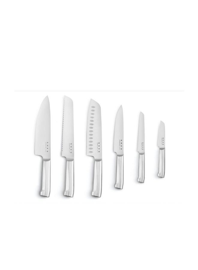 SMEG Knife Set KBSF02PB – Premium 6-Piece Stainless Steel Knife Block, Italian Design, Ergonomic Handles, Durable and Sharp Blades, Pastel Blue - Image 5