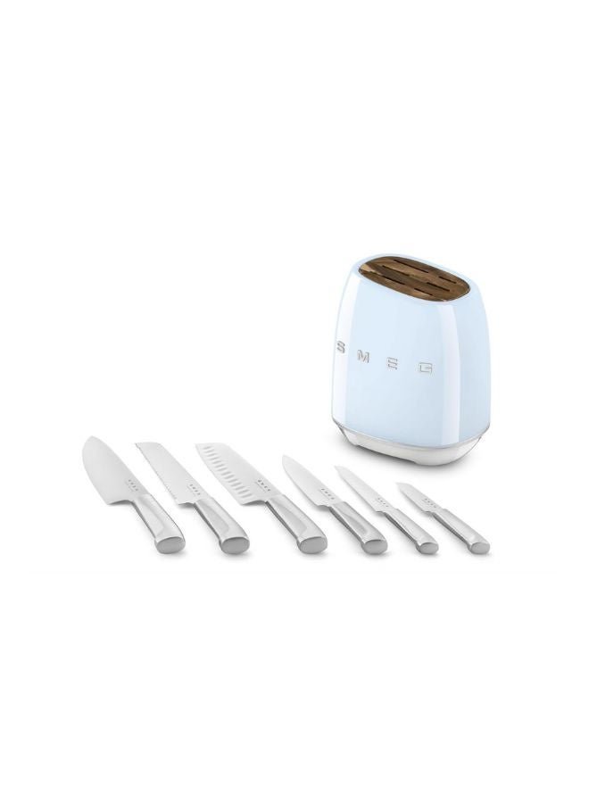 SMEG Knife Set KBSF02PB – Premium 6-Piece Stainless Steel Knife Block, Italian Design, Ergonomic Handles, Durable and Sharp Blades, Pastel Blue - Image 3