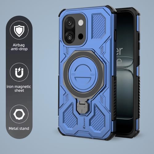 KARWAN Tough Shockproof Armor Back Case Cover Compatible with Oneplus 13T with 360 Degree Rotation Magnetic Attraction Ring, Holder Heavy Duty Rugged Cover with MagEaze Wireless Charging (Black) - Image 2