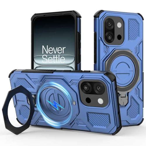KARWAN Tough Shockproof Armor Back Case Cover Compatible with Oneplus 13T with 360 Degree Rotation Magnetic Attraction Ring, Holder Heavy Duty Rugged Cover with MagEaze Wireless Charging (Black) - Image 1