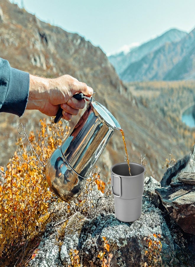 HWZBBEN 300ml Titanium Coffee Cup Tea Cup Water Mug with Foldable Handles for Home Outdoor Camping Hiking Backpacking Picnic - Image 3