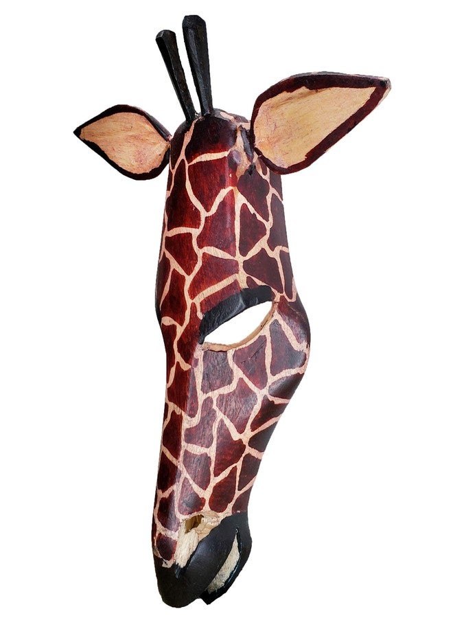 Stoneage Arts African Masks Wall Hanging Art Animal Hand Carving Safari Décor Wall Head Sculpture Decorative Wild Giraffe Zebra Faces and Listening Ears For A Majestic Display (8 Inch, GiraffeER) - Image 3