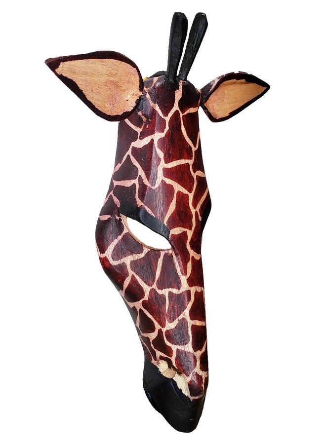 Stoneage Arts African Masks Wall Hanging Art Animal Hand Carving Safari Décor Wall Head Sculpture Decorative Wild Giraffe Zebra Faces and Listening Ears For A Majestic Display (8 Inch, GiraffeER) - Image 2