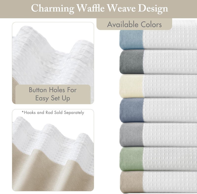 madison park Shower Curtain, Waffle Weave, Pieced Design Fabric Shower Curtain with 3M Scotchgard Moisture Management, Premium Spa Quality Modern Shower Curtains for Bathroom, Tall 72"x84" Taupe - Image 3
