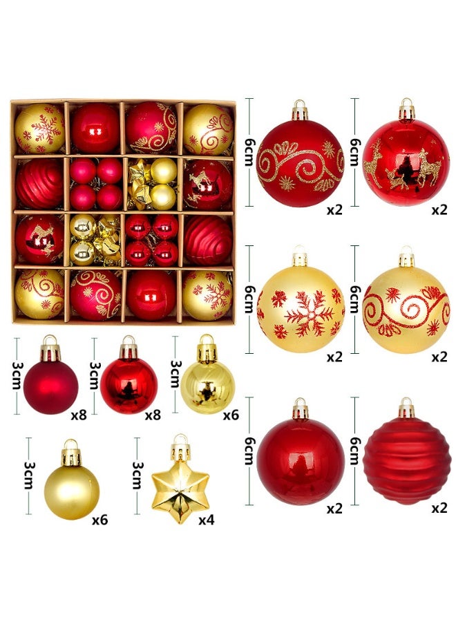 44 PCS Christmas Balls Ornaments Set, Red and Gold Shatterproof Christmas Tree Haning Ball Ornament Decorations for Xmas Holiday Party Décor - Image 2