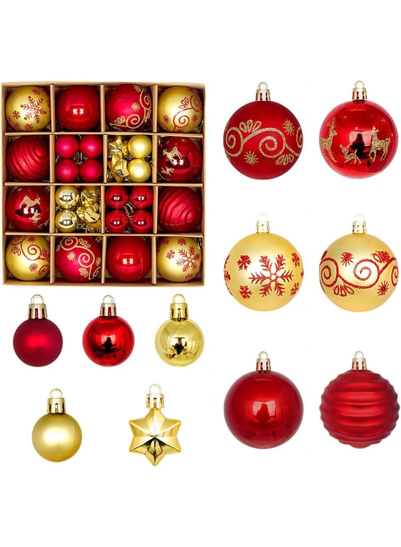 44 PCS Christmas Balls Ornaments Set, Red and Gold Shatterproof Christmas Tree Haning Ball Ornament Decorations for Xmas Holiday Party Décor - Image 1