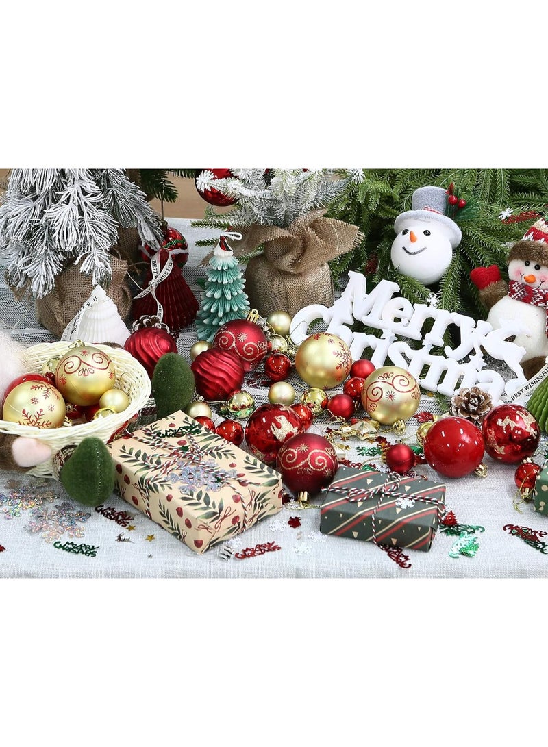 44 PCS Christmas Balls Ornaments Set, Red and Gold Shatterproof Christmas Tree Haning Ball Ornament Decorations for Xmas Holiday Party Décor - Image 4