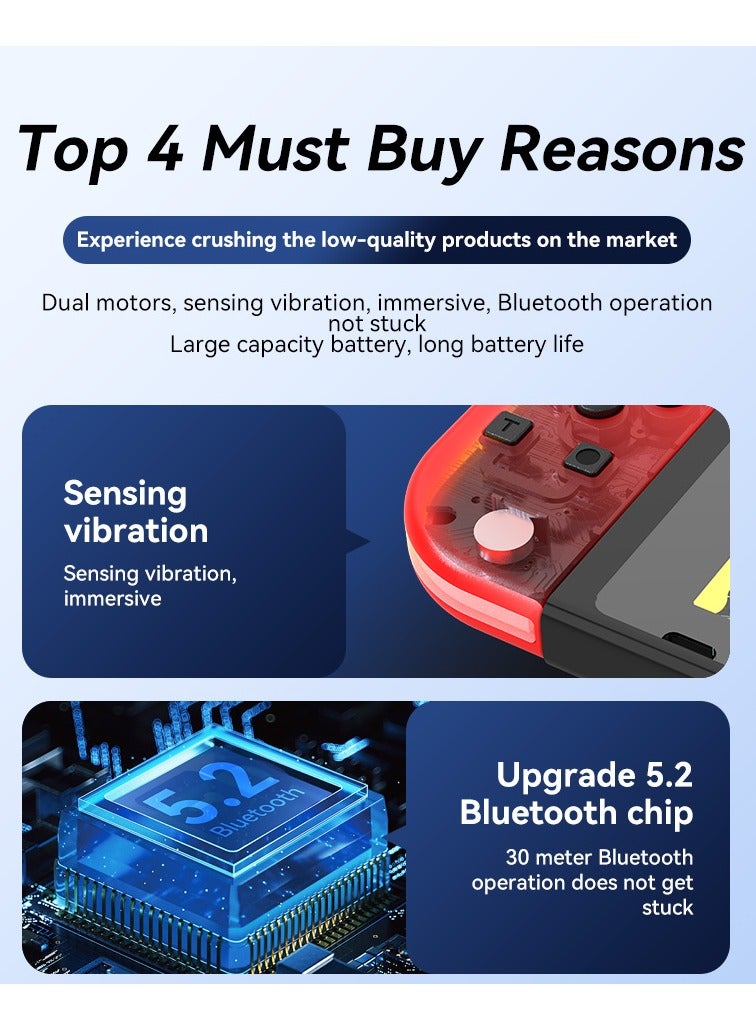 Wireless Controller for Nintendo Switch, L/R Controllers Replacement Compatible with Nintendo Switch/Lite/OLED, Joystick with Wake-up/Screenshot/Dual Vibration/Motion Control Function With RGB light - Image 3