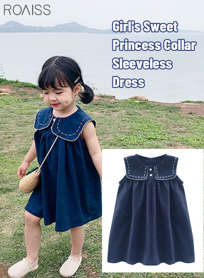 Summer Girls' Dresses Casual Thin Cotton Sleeveless Dress Children's Clothing 2-6 Years