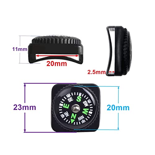 ZoloAJay 15pcs Slip-On Wrist Compass Hard Shell Liquid Filled Mini Small Button Compass Paracord Bracelet for Outdoor Hiking Survival Wrist Watch Band 3/4" (20mm) - Image 4