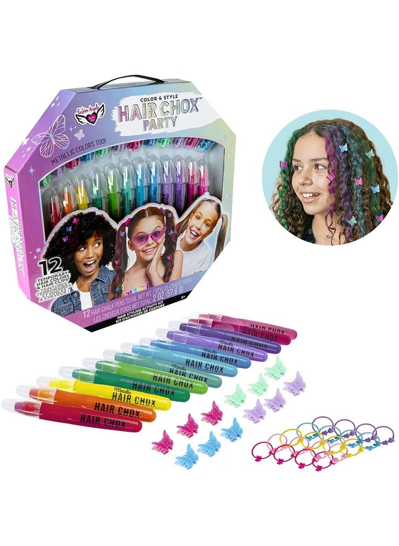 Fashion Angels - Fashion Angels Color & Style Chox Party - Hair Chox, Butterfly Hairclips and Hair Ties - Colorful and Easy Hair Color, Easily Washes Out - Ages 8 and Up - Image 1