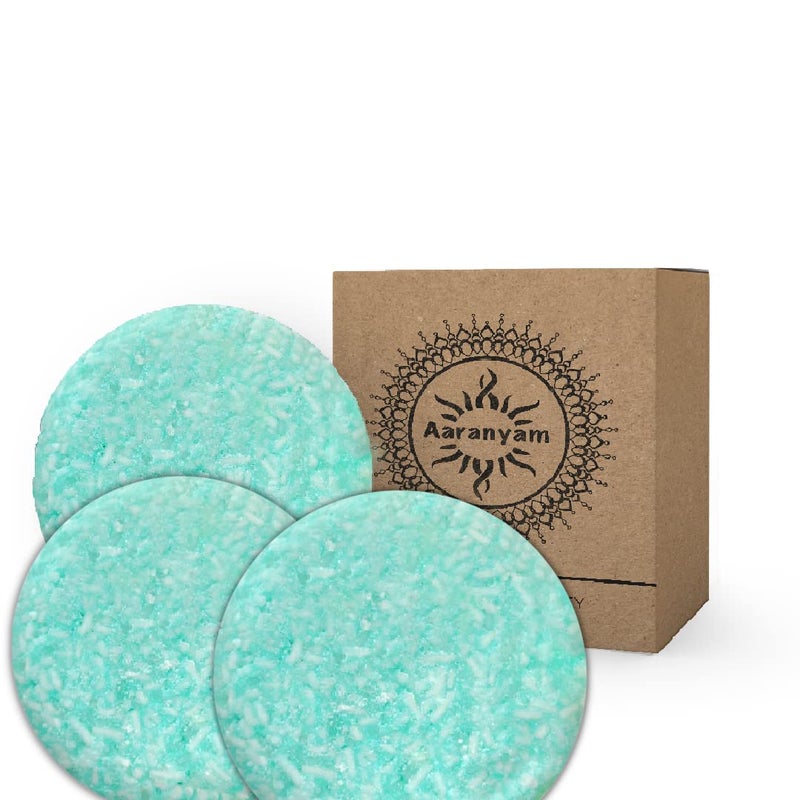 Aaranyam Anti Dandruff Shampoo bar for MenWomen with goodness of Rosemarry  Tea tree essential oils Plastic bottle free packing  100g each Value pack  pack of 3 - Image 1