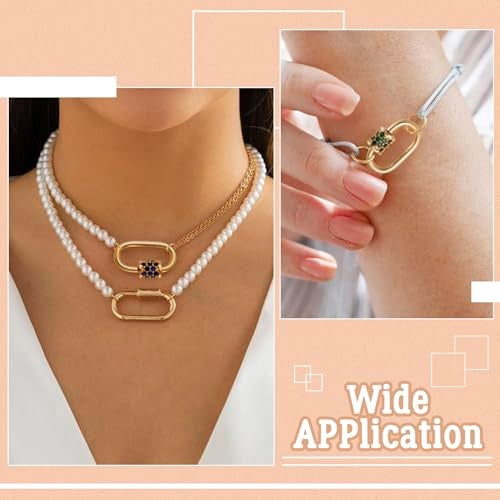 BB Beadthoven Beadthoven 10Pcs Oval Screw Carabiner Lock Charms 19x12x2mm Brass Cubic Zirconia Necklace Lock Clip Charms Small Metal Locking Carabiner Clasps for DIY Necklace Bracelet Keychain Jewelry Making - Image 5