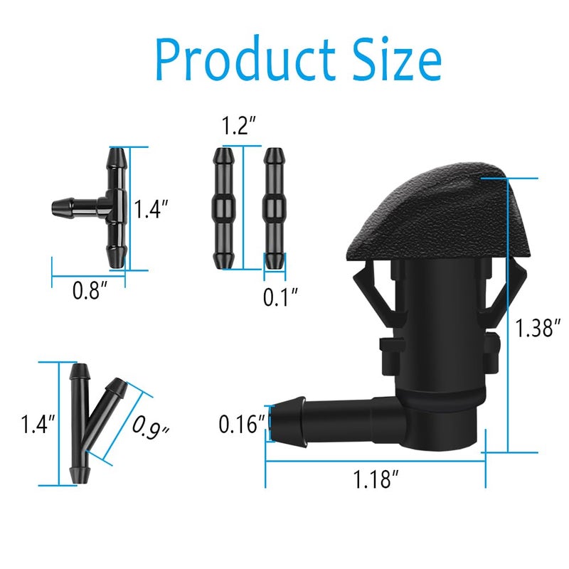 DWARFOO Windshield Washer Nozzles Kit, Windshield Washer Hose Kit with Connectors Compatible with Honda Pilot 2009-2012 2014 2015, Replace OEM# 76810-SZA-A01ZA - Image 2