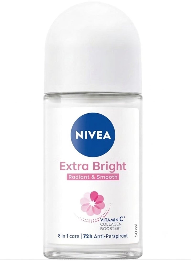 NIVEA Extra Bright Roll-on for Women, 72h Protection 50 ml  (Packaging may vary) - Image 1
