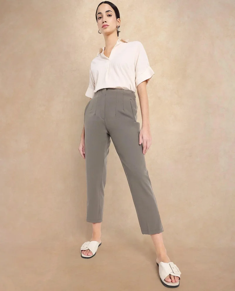Rareism Women's Tapered Fit Ankle-Length Trousers