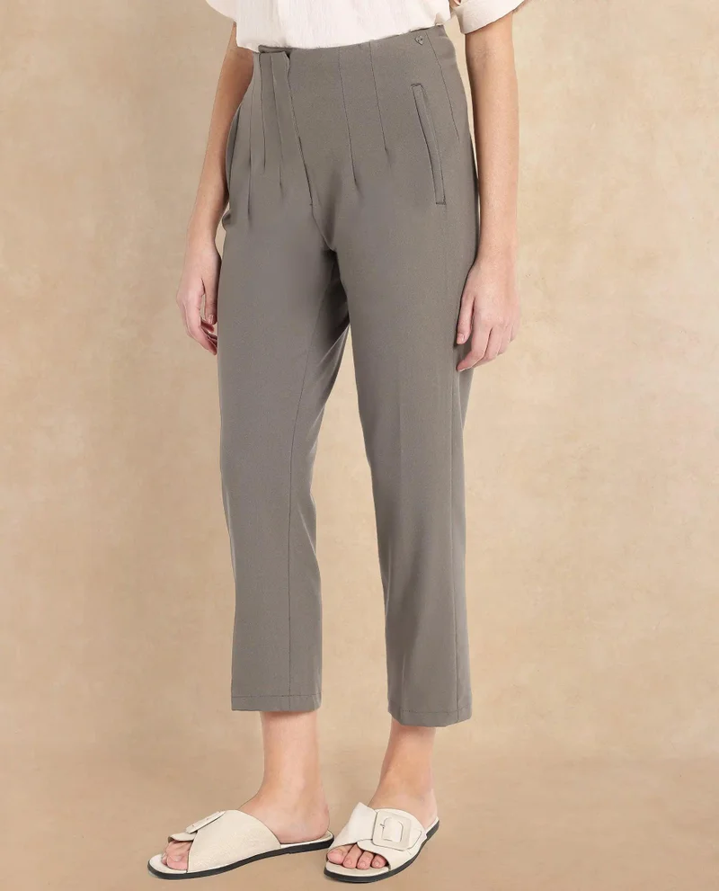 Rareism Women's Tapered Fit Ankle-Length Trousers