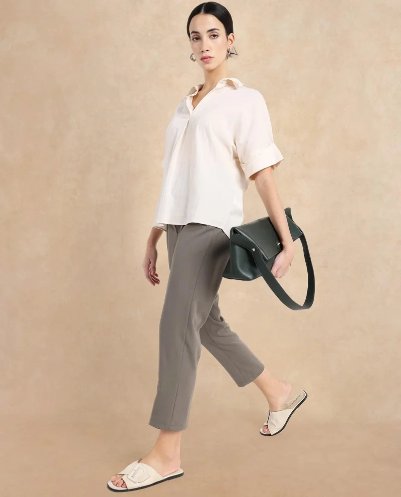 Rareism Women's Tapered Fit Ankle-Length Trousers