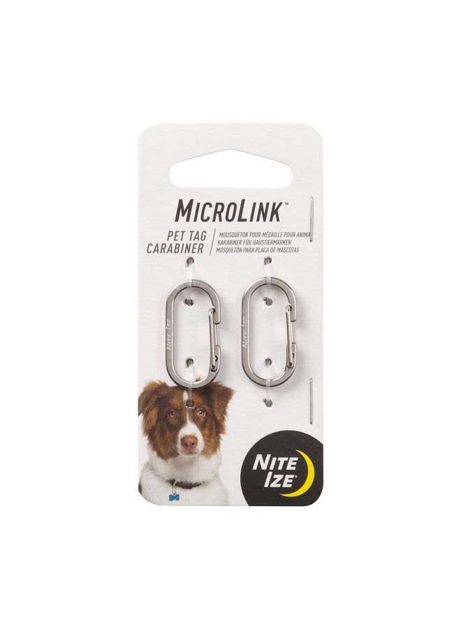 Nite Ize MicroLink Pet Tag Carabiner, Stainless Steel Cat and Dog Tag Clip, 2 Count (Pack of 1) - Image 1