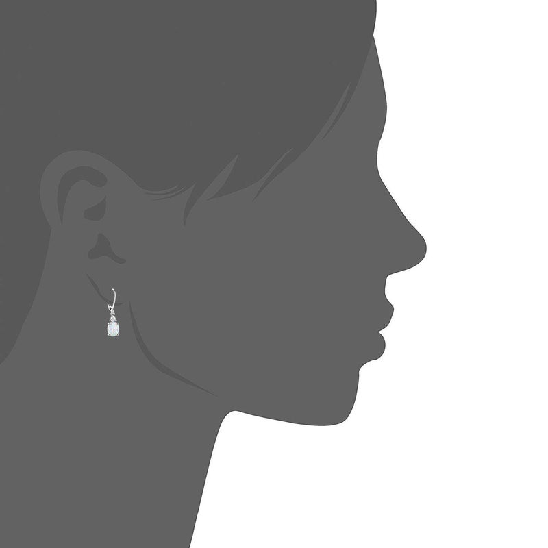 GEMSME 18K White Gold Plated Created Opal and Cubic Zirconia Dangle Earrings for Women - Image 3