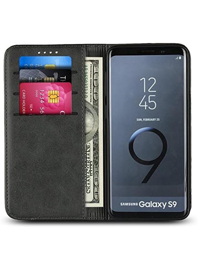 erorex Samsung S9 Case Wallet Card Holder Case 3 Card Slot Built In Magnet Leather Flip Shockproof Cover For Samsung Galaxy S9 Gray  - Image 2