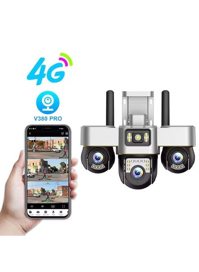 TIGER 4G SIM Triple Lens PTZ Security Camera, Outdoor Wireless IP Surveillance Camera with 360° Pan Tilt, AI Human Motion Detection, Full Color Night Vision, Two-Way Audio, Weather Resistant, Remote Monitoring, Smart Alerts for Home, Office, Farm & Warehouse - Image 2