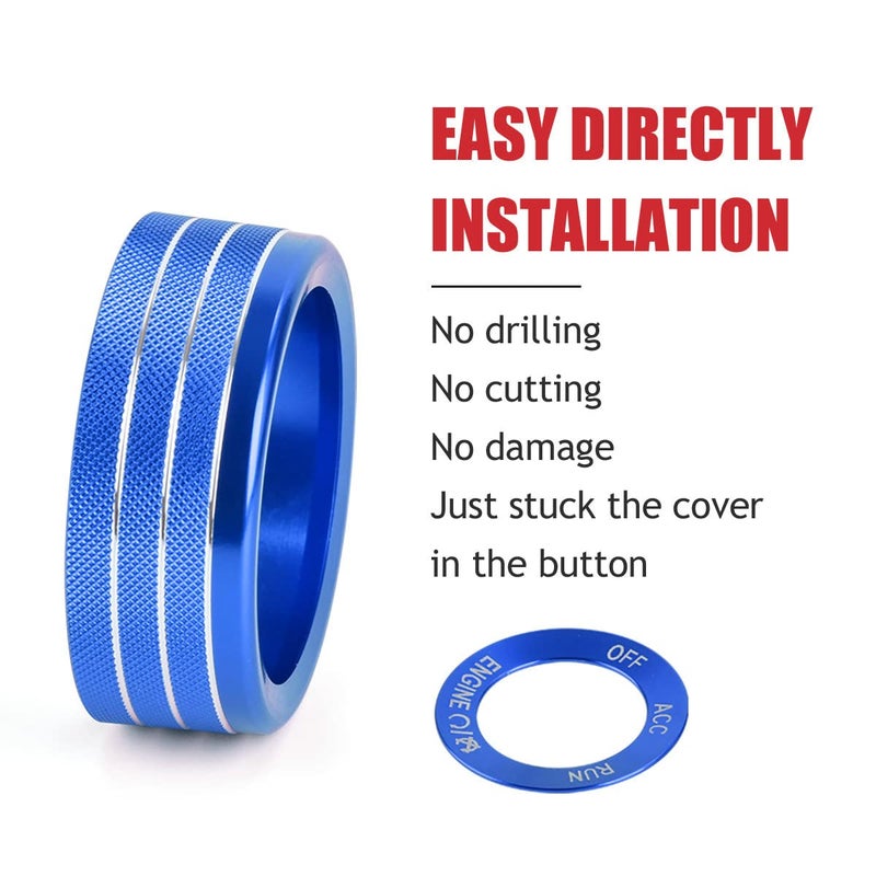 EBAIFUN Blue Control Knob Cover Set for Dodge Challenger/Charger/Chrysler 300 (2015-2021) - Image 4