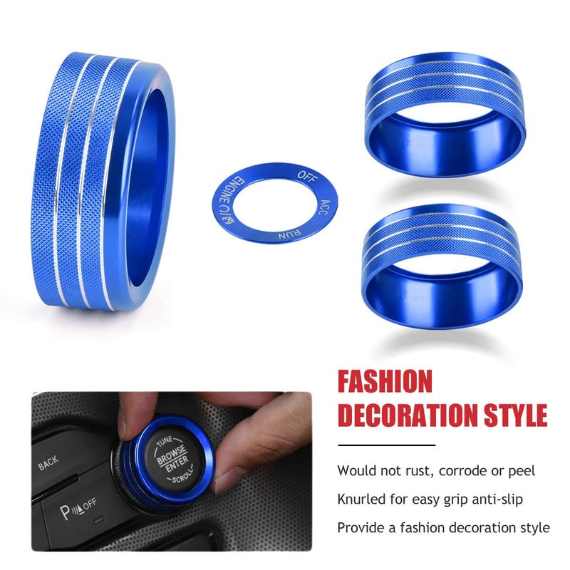 EBAIFUN Blue Control Knob Cover Set for Dodge Challenger/Charger/Chrysler 300 (2015-2021) - Image 5