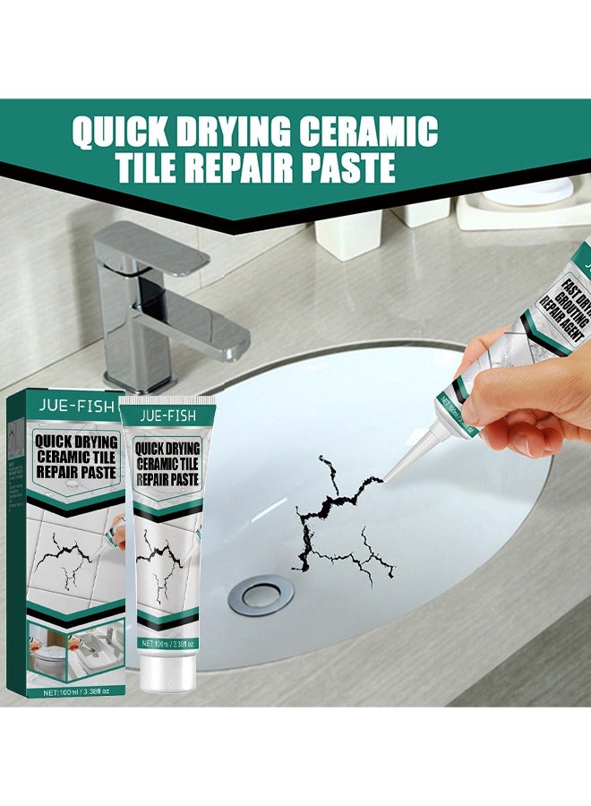 JUE-FISH Quick Drying Ceramic Tile Repair Paste, With 3 Sandpaper And 1 Scraper Bathtub Marble Furniture Toilet Crack Repair Tile Quick Drying Adhesive, Tile Repair Sealant, Floor Tile Repair Caulk, 100ML - Image 5