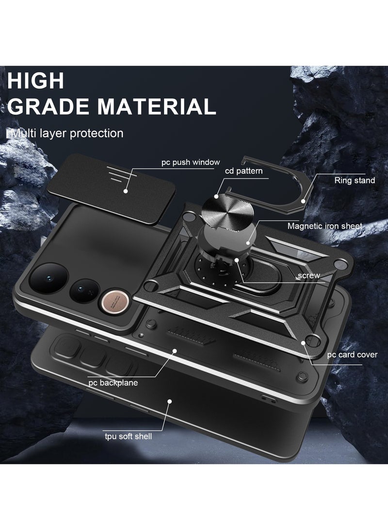 general Case compatible with ViVO V50 LITE with built-in sliding lens protection and 360° rotatable ring stand and hinge protection, folding case - Image 3