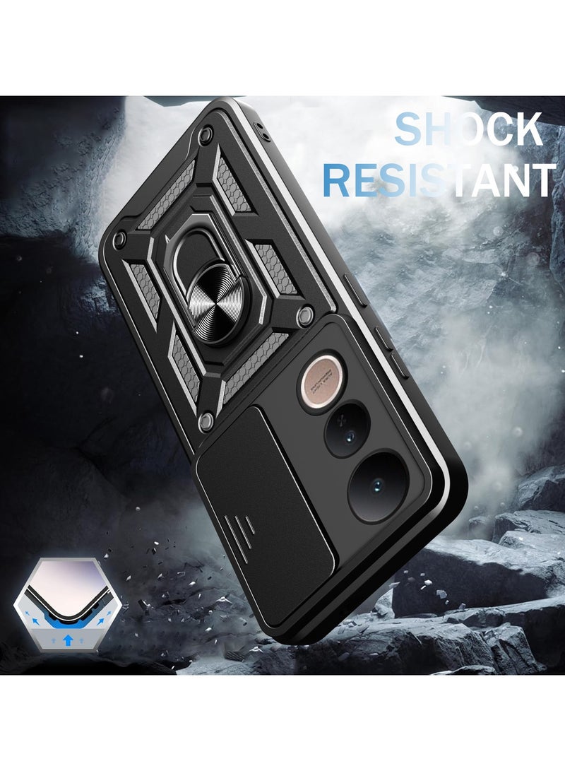 general Case compatible with ViVO V50 LITE with built-in sliding lens protection and 360° rotatable ring stand and hinge protection, folding case - Image 4