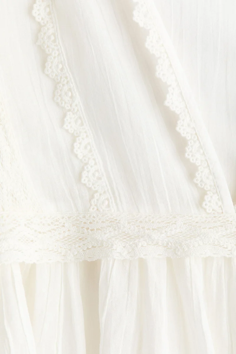 H&M  Lace-trimmed cotton blouse for Women | Best Price UAE