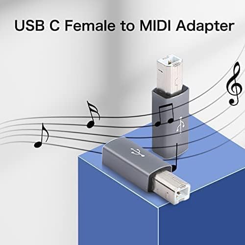 ETZIN USB C Female to Midi Type C to USB B Connector Adapter for Printer, MIDI E-Piano Synthesizer and More Type C Devices/Laptop-EPL-1078TC. - Image 3