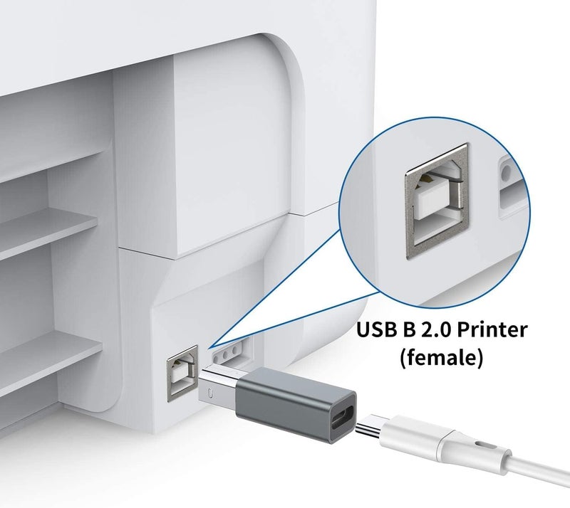ETZIN USB C Female to Midi Type C to USB B Connector Adapter for Printer, MIDI E-Piano Synthesizer and More Type C Devices/Laptop-EPL-1078TC. - Image 2