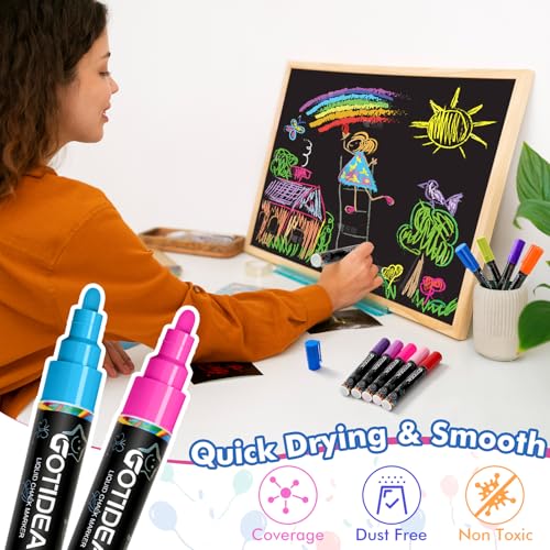 GOTIDEAL Chalk Markers, 30 Colors Liquid Chalk Markers for Blackboard Chalkboard Calendar Glass Neon Pens, Washable Window markers Paint and Drawing for Car, Auto, Bistro,Mirror Wet Erase Chisel Tip - Image 5