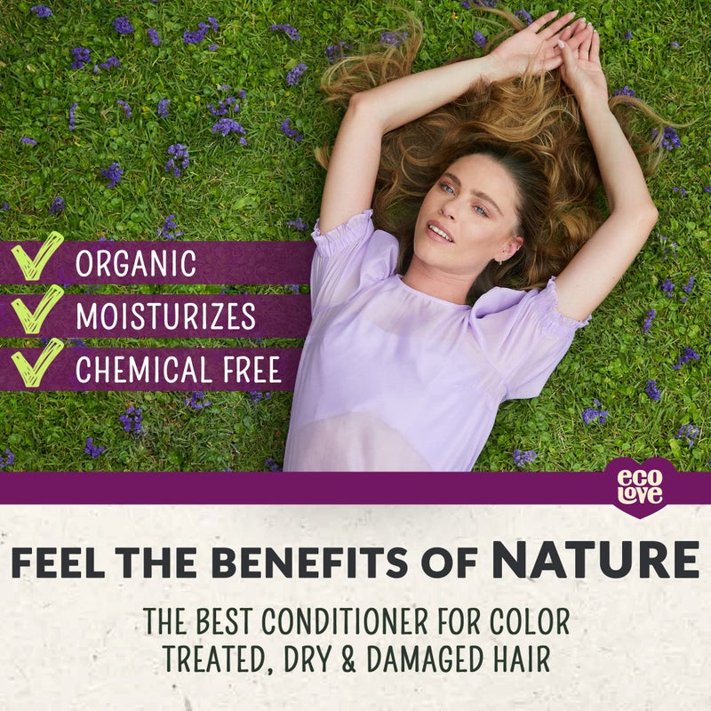 ecoLove - Natural Conditioner for Dry Damaged Hair and Color Treated Hair - With Natural Lavender Extract - No SLS or Parabens - Vegan and Cruelty-Free, 17.6 oz. - Image 4