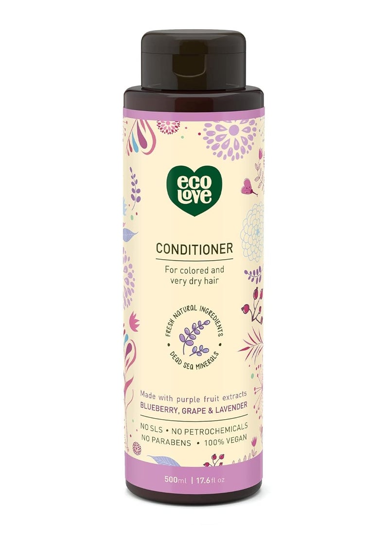 ecoLove - ecoLove - Natural Conditioner for Dry Damaged Hair and Color Treated Hair - With Natural Lavender Extract - No SLS or Parabens - Vegan and Cruelty-Free, 17.6 oz. - Image 1