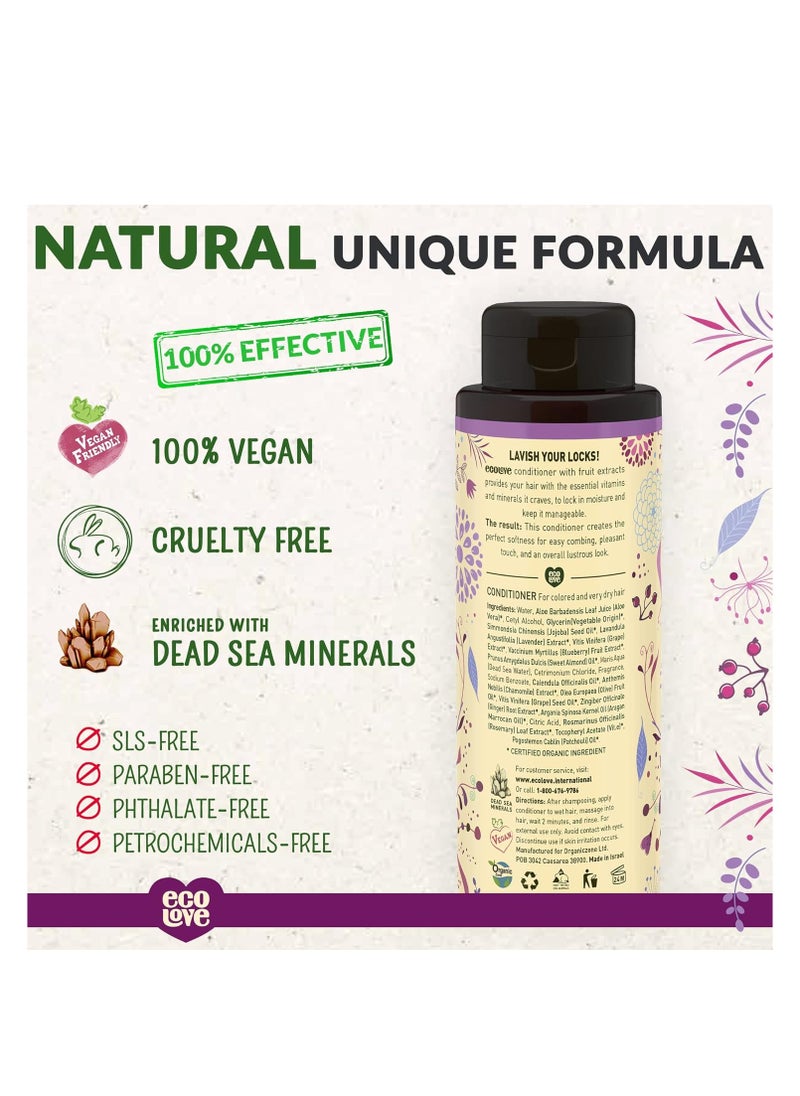 ecoLove - ecoLove - Natural Conditioner for Dry Damaged Hair and Color Treated Hair - With Natural Lavender Extract - No SLS or Parabens - Vegan and Cruelty-Free, 17.6 oz. - Image 1