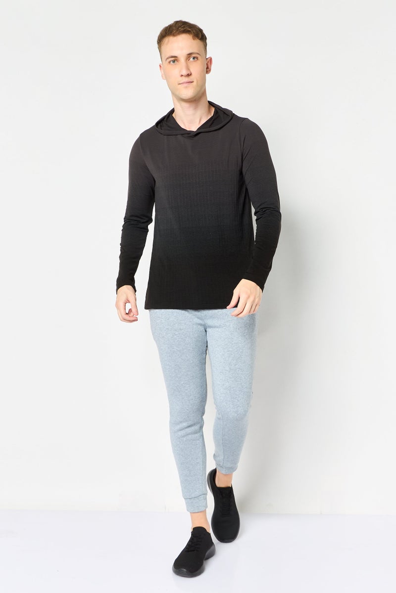 UNDER ARMOUR Men Fitted Hooded Long Sleeve Training Top, Dark Grey - Image 2