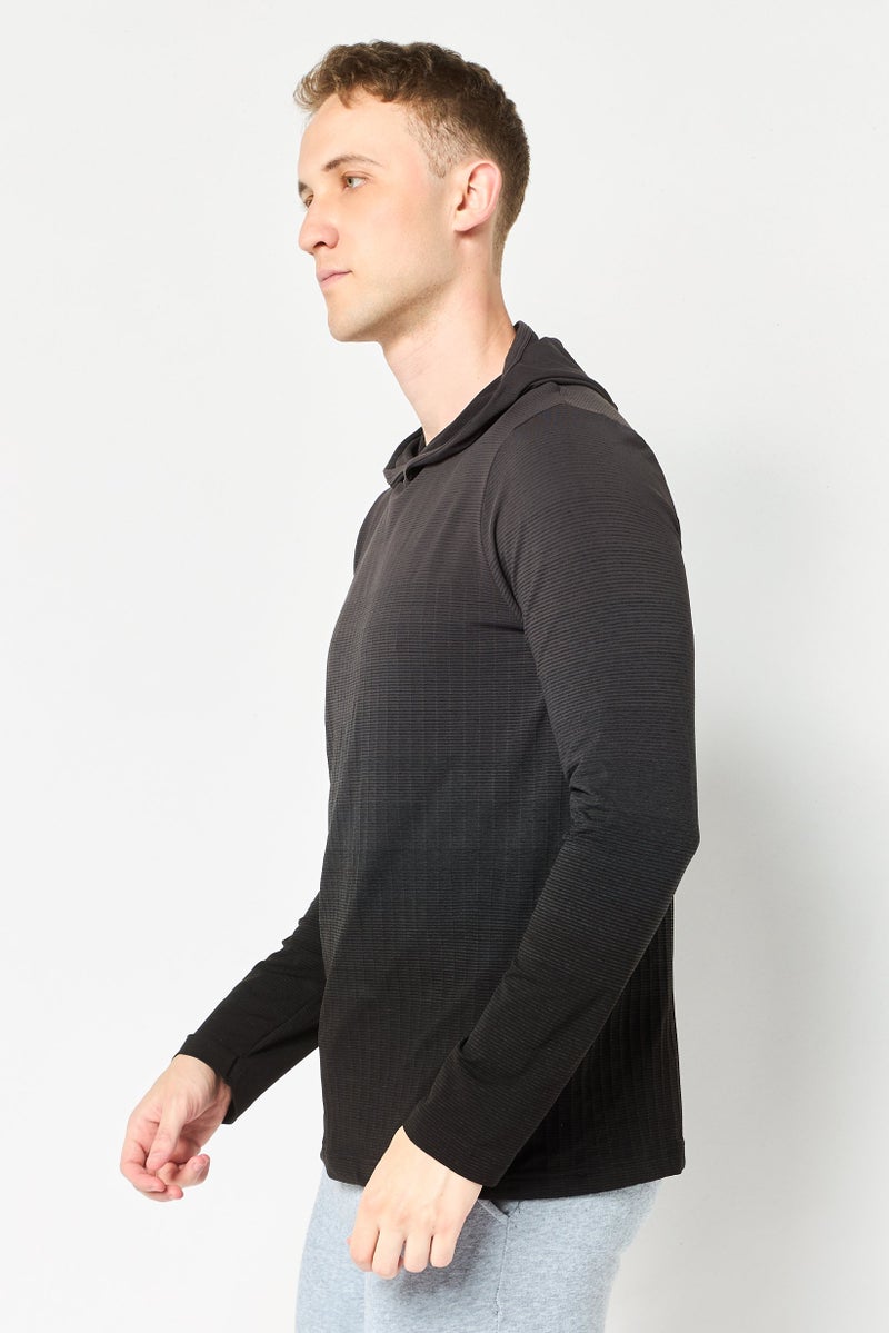 UNDER ARMOUR Men Fitted Hooded Long Sleeve Training Top, Dark Grey - Image 4