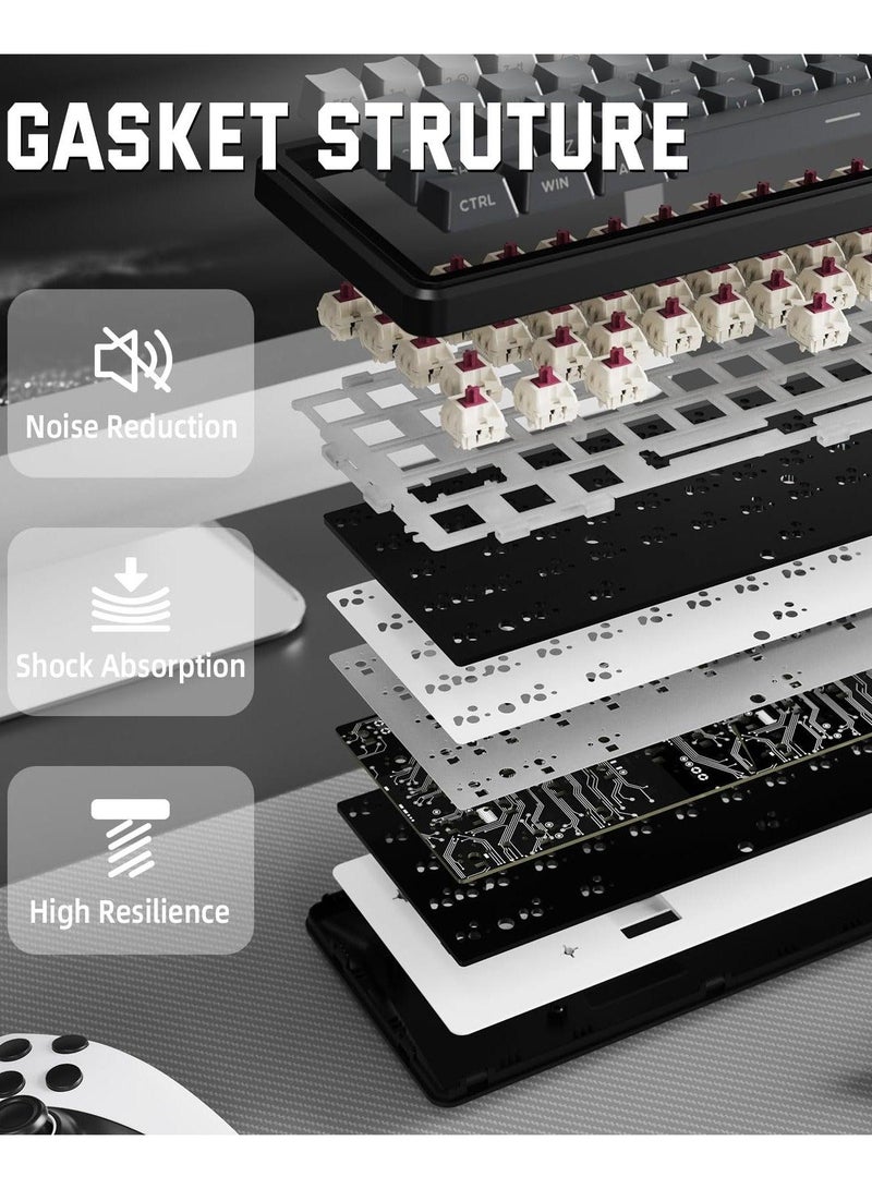 60% Wireless Mechanical Keyboard with Gasket-Mounted PBT Tri-Color Keycaps for Gaming Coding Typing and Creative Work on PC Mac – RGB Backlit Hot-Swappable 66-Key with Volume Dial BT 2.4GHz USB - Image 5