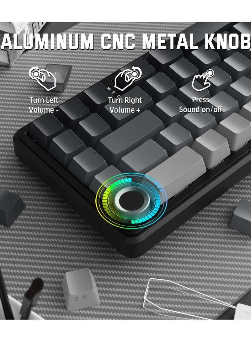 60% Wireless Mechanical Keyboard with Gasket-Mounted PBT Tri-Color Keycaps for Gaming Coding Typing and Creative Work on PC Mac – RGB Backlit Hot-Swappable 66-Key with Volume Dial BT 2.4GHz USB - Image 3