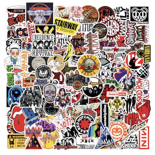 CodersParadise Pack of 52 Classic Rock Band Vinyl Self Adhesive Stickers for Laptop,Journal,Guitar,Mobile Phone - Waterproof Free Multicolor Stickers - 3 Inches for Metal,Glass,Wooden,Plastic Surface - Image 1