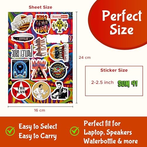 CodersParadise Pack of 52 Classic Rock Band Vinyl Self Adhesive Stickers for Laptop,Journal,Guitar,Mobile Phone - Waterproof Free Multicolor Stickers - 3 Inches for Metal,Glass,Wooden,Plastic Surface - Image 4