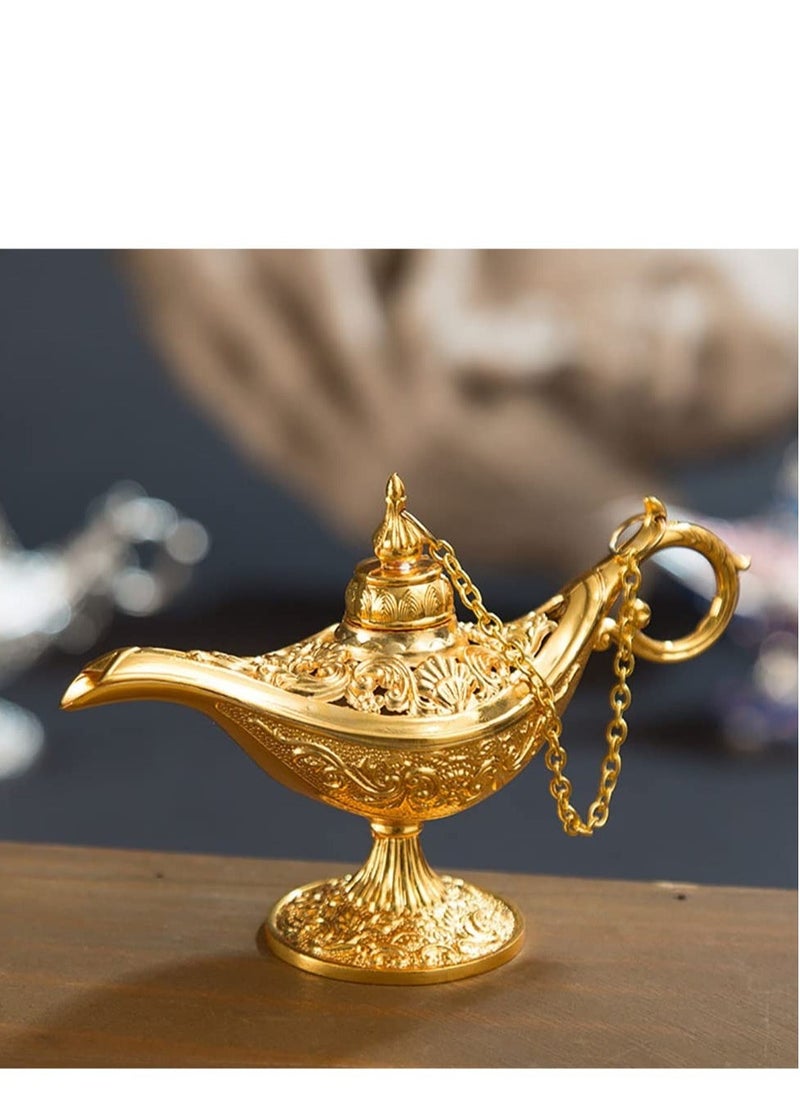 Vintage Legend Aladdin Magic Genie Lamp, Metal Carved Wishing Light for Home Wedding Party Tabletop Decoration Delicate Gift, Small Gold - Image 4